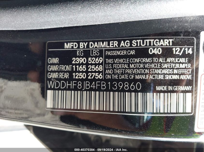 WDDHF8JB4FB139860 2015 Mercedes-Benz E 350 4Matic