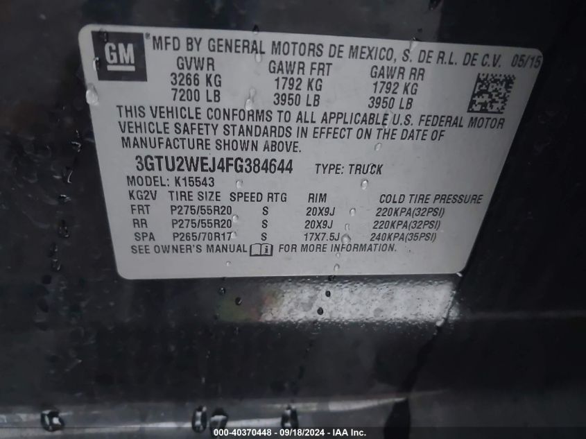 3GTU2WEJ4FG384644 2015 GMC Sierra 1500 Denali