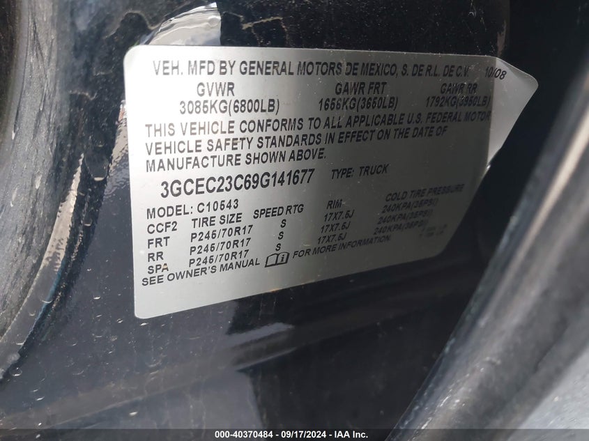 3GCEC23C69G141677 2009 Chevrolet Silverado 1500 Lt