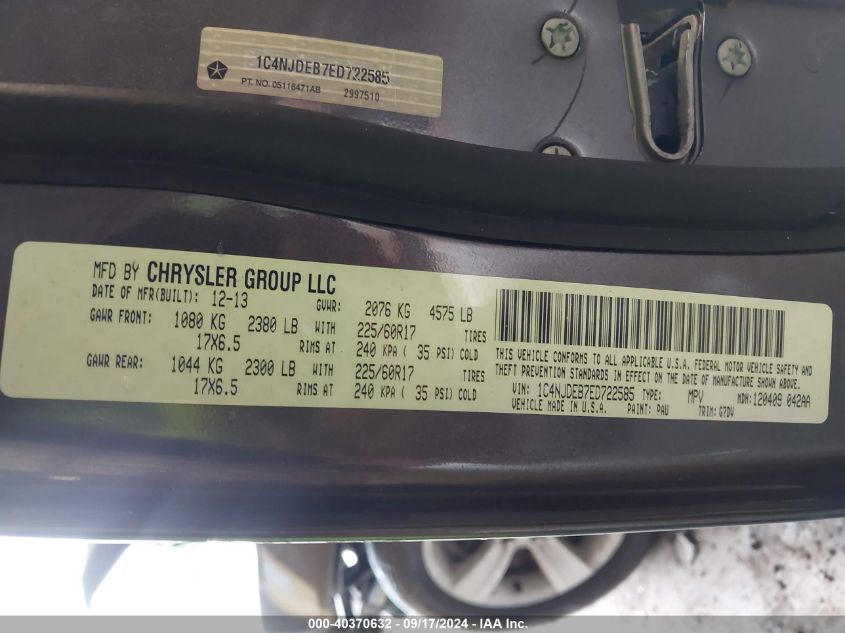 2014 JEEP COMPASS LATITUDE - 1C4NJDEB7ED722585