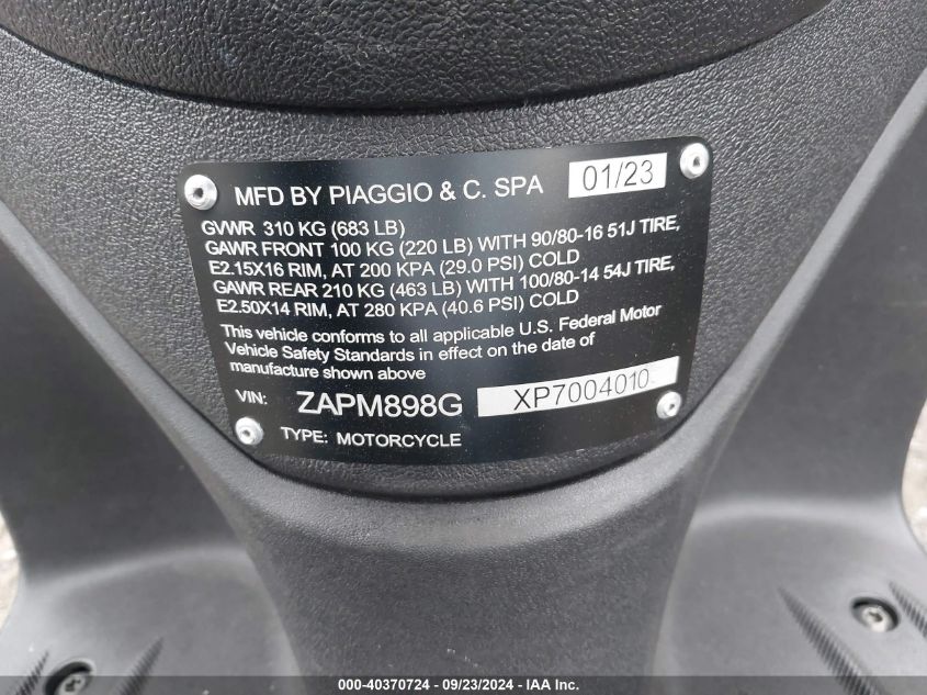 2023 PIAGGIO LIBERTY 150/150 S - ZAPM898GXP7004010