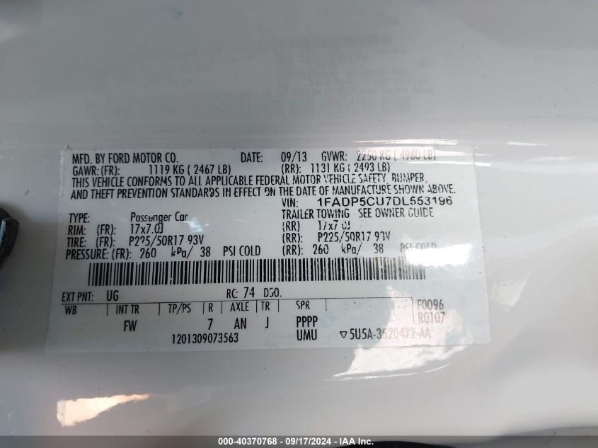 1FADP5CU7DL553196 2013 Ford C-Max Energi Sel