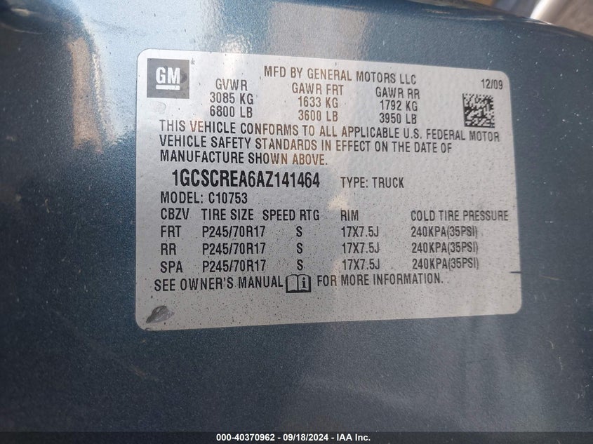 1GCSCREA6AZ141464 2010 Chevrolet Silverado C1500 Ls