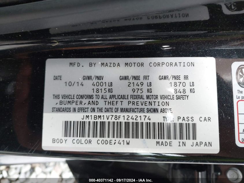 JM1BM1V78F1242174 2015 Mazda Mazda3 I Touring