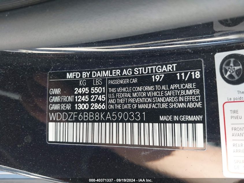 WDDZF6BB8KA590331 2019 Mercedes-Benz Amg E 53 4Matic