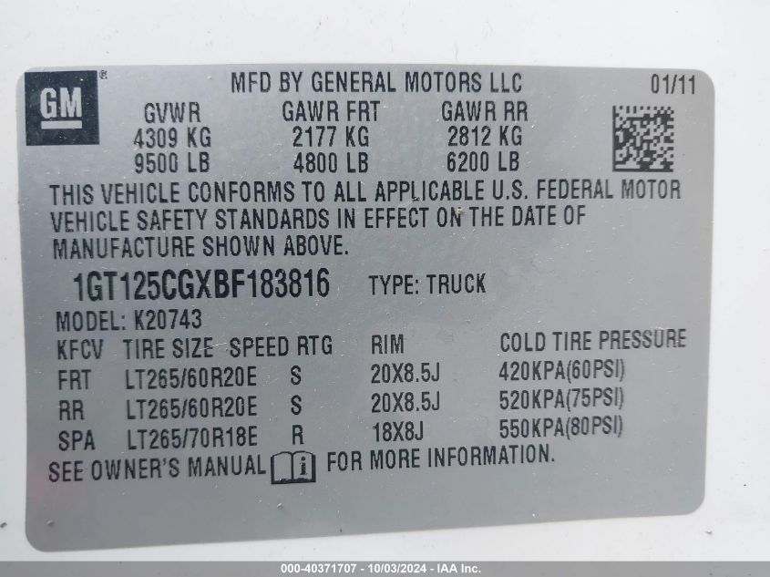 1GT125CGXBF183816 2011 GMC Sierra 2500Hd Denali