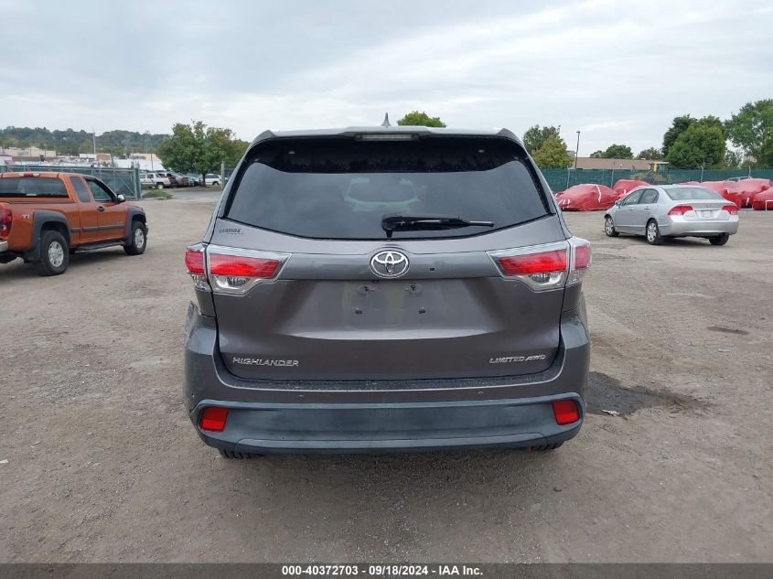 2015 Toyota Highlander Limited V6 VIN: 5TDDKRFH0FS223867 Lot: 40372703