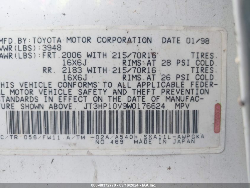 JT3HP10V9W0176624 1998 Toyota Rav4