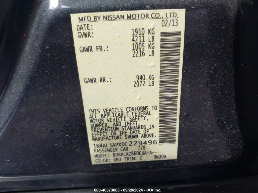 1N4AL3APXDC229496 2013 Nissan Altima 2.5 Sl