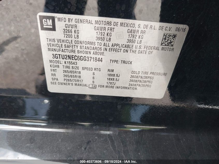 3GTU2NEC6GG371844 2016 GMC Sierra 1500 Slt