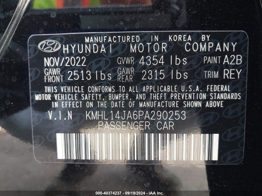 KMHL14JA6PA290253 2023 Hyundai Sonata Sel