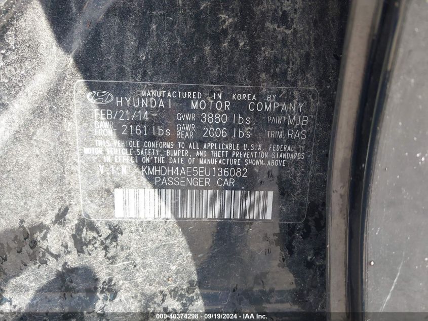 KMHDH4AE5EU136082 2014 Hyundai Elantra Se