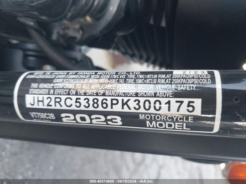 VIN JH2RC5386PK300175 2023 HONDA VT750 C2B