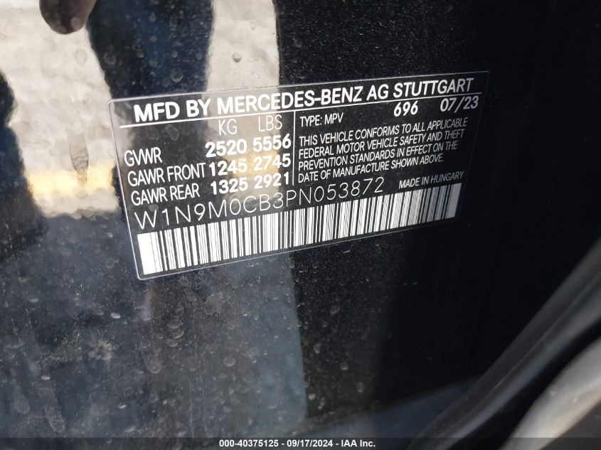 W1N9M0CB3PN053872 2023 Mercedes-Benz Eqb 250 Suv