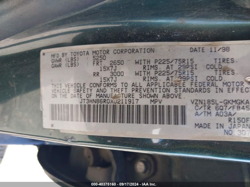 JT3HN86R0X0211917 1999 Toyota 4Runner Sr5 V6