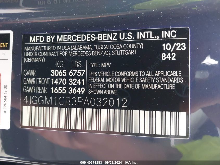 4JGGM1CB3PA032012 2023 Mercedes-Benz Eqe 350 Suv 350 4Matic