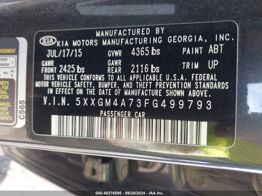 2015 KIA OPTIMA LX - 5XXGM4A73FG499793