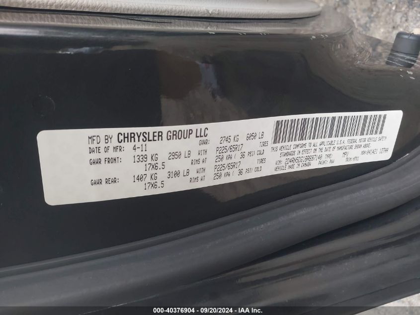 2011 Dodge Grand Caravan Crew VIN: 2D4RN5DG1BR697140 Lot: 40376904