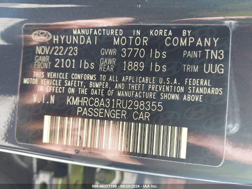 2024 Hyundai Venue Limited VIN: KMHRC8A31RU298355 Lot: 40377108