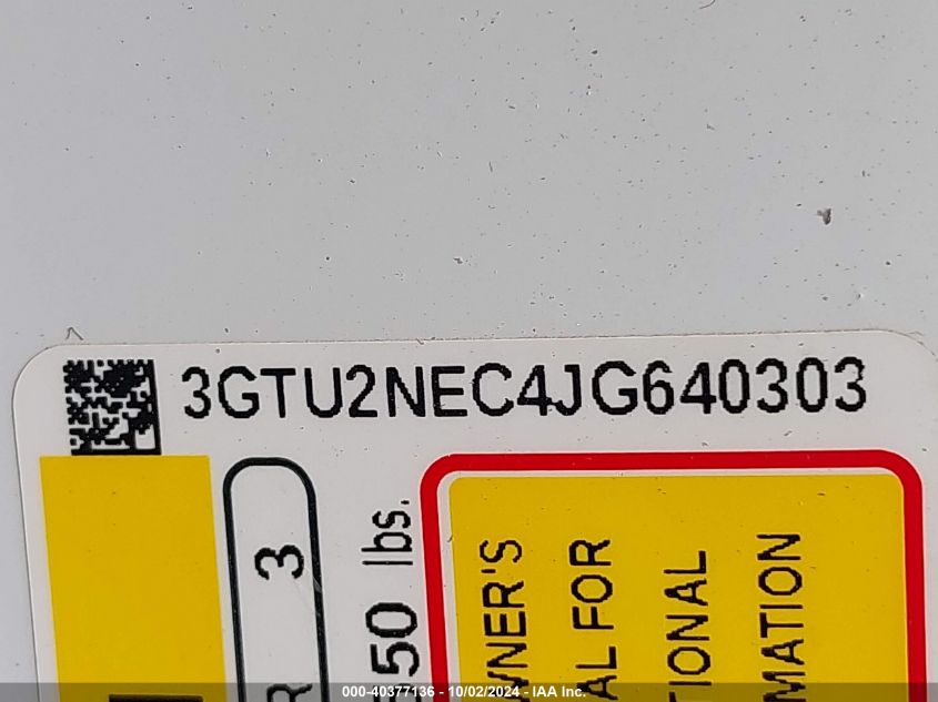 3GTU2NEC4JG640303 2018 GMC Sierra 1500 Slt