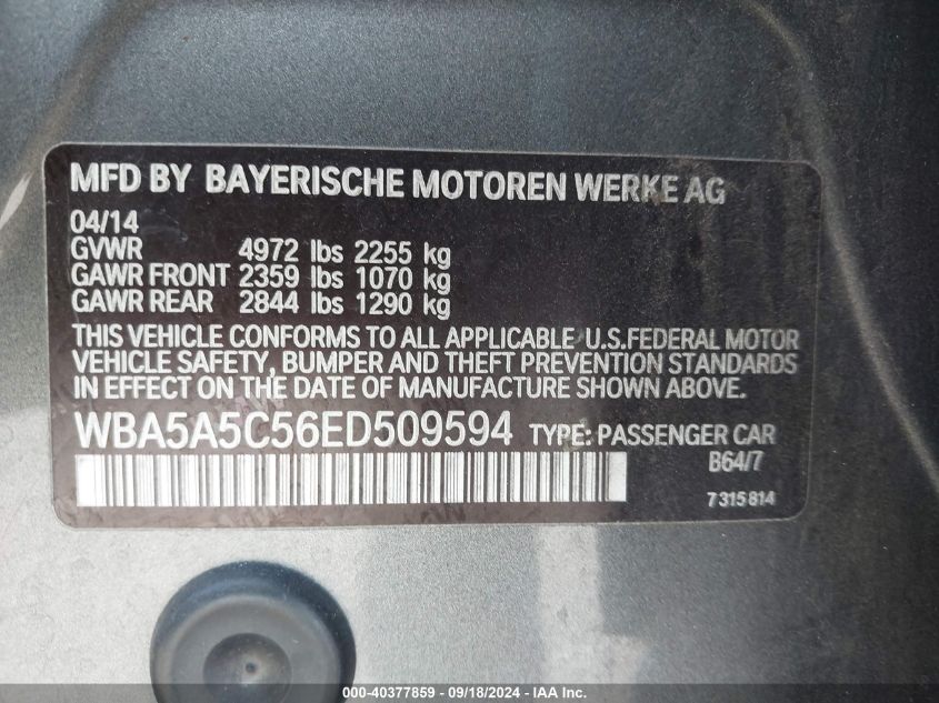 WBA5A5C56ED509594 2014 BMW 528I