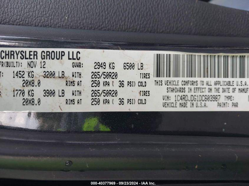 1C4RDJDG1DC603987 2013 Dodge Durango Crew