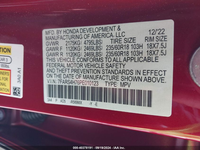 7FARS4H76PE010123 2023 Honda Cr-V Ex-L Awd