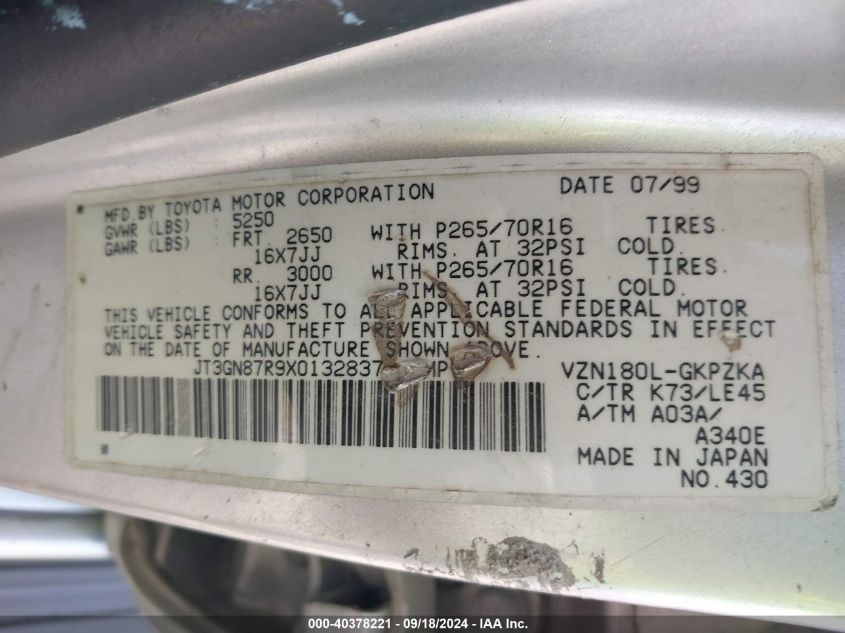 JT3GN87R9X0132837 1999 Toyota 4Runner Limited V6