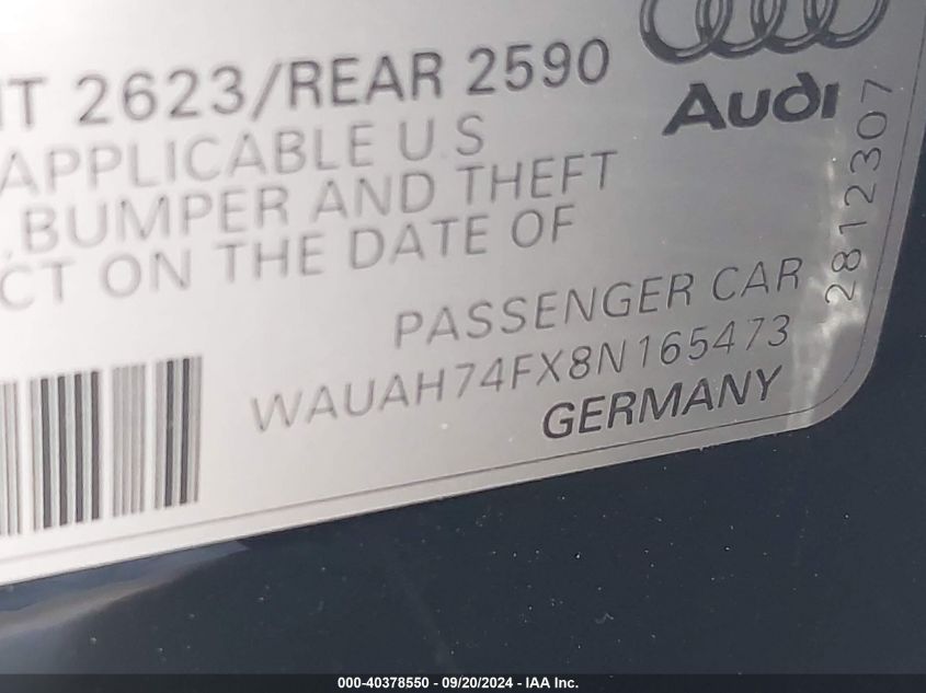 WAUAH74FX8N165473 2008 Audi A6 3.2