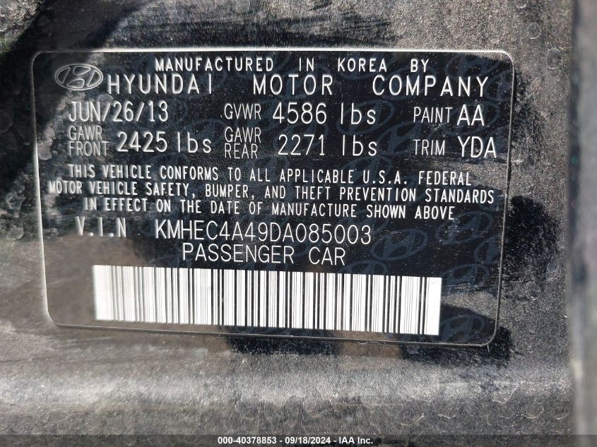 KMHEC4A49DA085003 2013 Hyundai Sonata Hybrid Limited