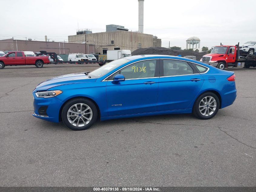 2019 Ford Fusion Hybrid Sel VIN: 3FA6P0MU9KR255872 Lot: 40379138