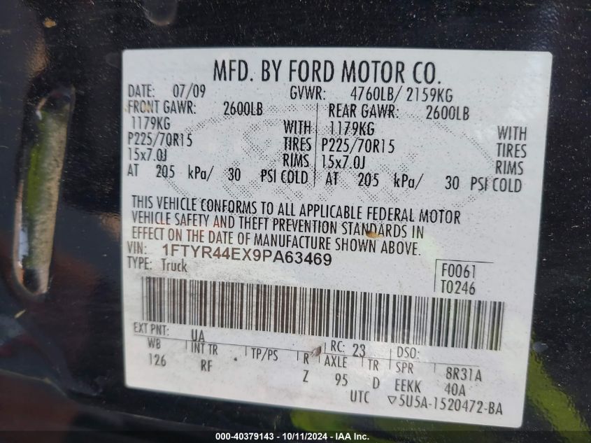 1FTYR44EX9PA63469 2009 Ford Ranger Sport/Xlt