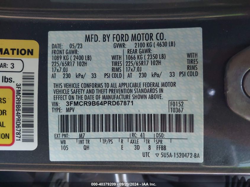 3FMCR9B64PRD67871 2023 Ford Bronco Sport Big Bend