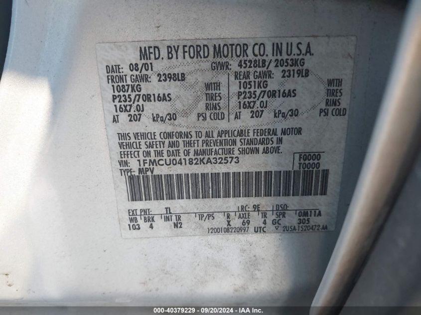 1FMCU04182KA32573 2002 Ford Escape Xlt