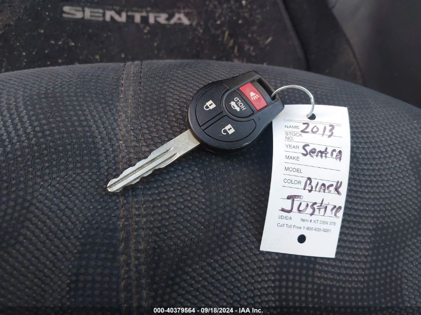 2013 Nissan Sentra S/Sv/Sr/Sl VIN: 3N1AB7AP8DL723206 Lot: 40379564