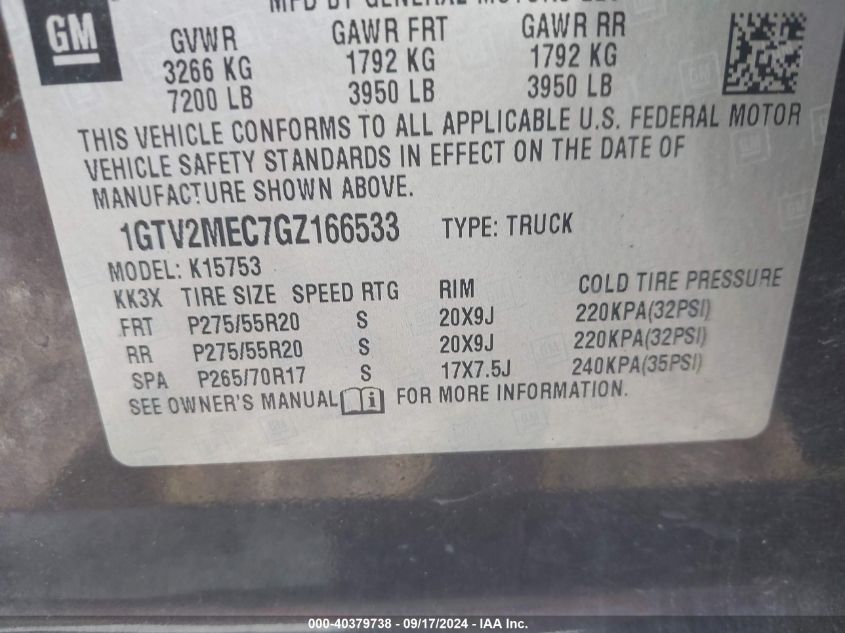 1GTV2MEC7GZ166533 2016 GMC Sierra 1500 Sle