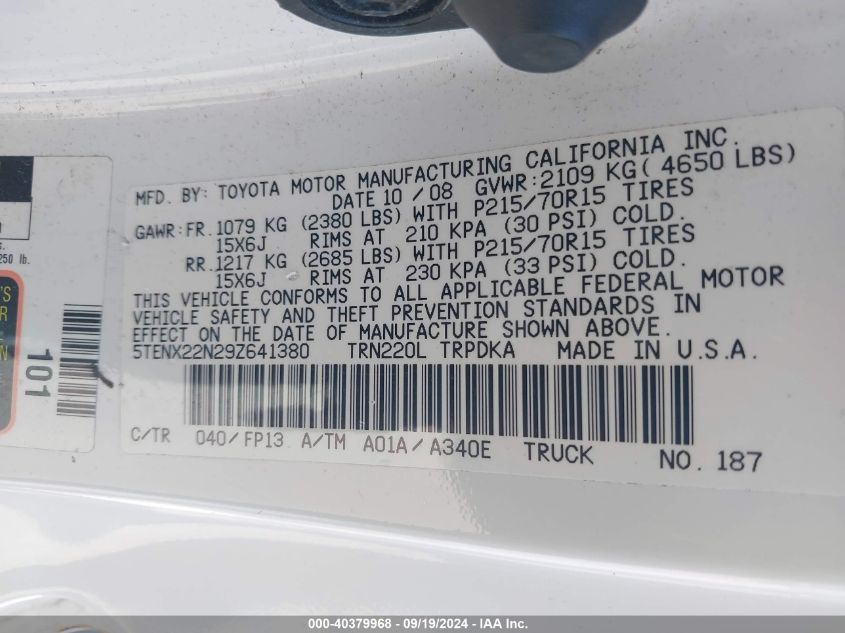 5TENX22N29Z641380 2009 Toyota Tacoma