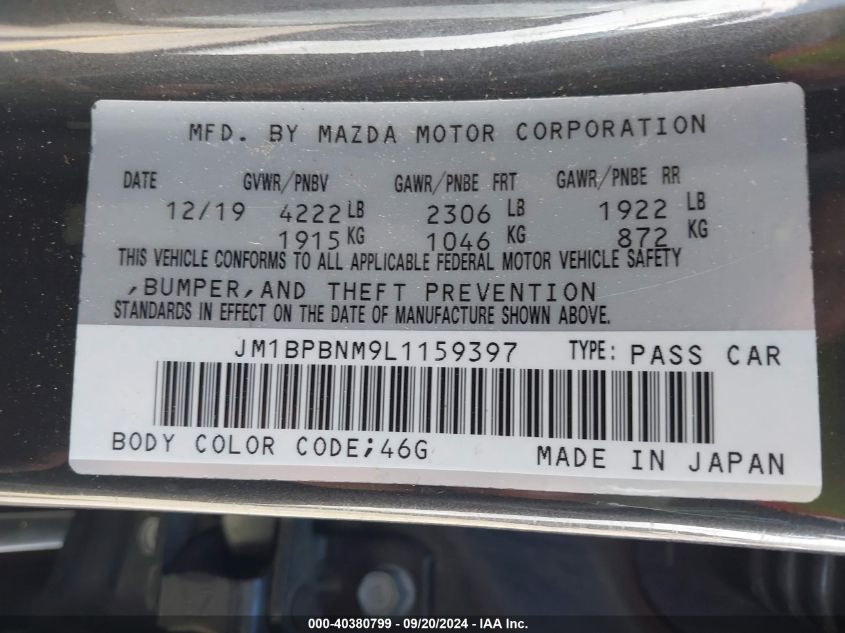 JM1BPBNM9L1159397 2020 Mazda Mazda3 Premium Package