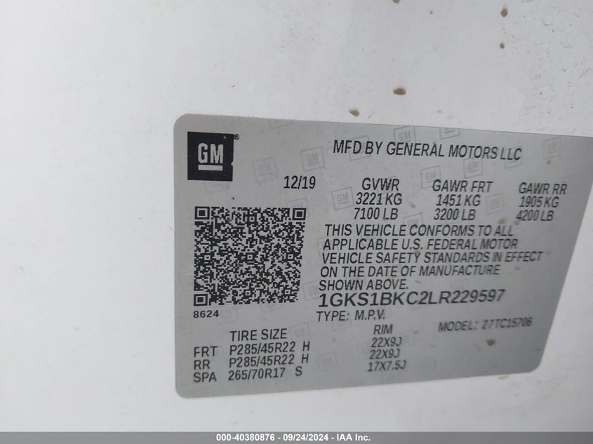 2020 GMC YUKON 2WD SLT - 1GKS1BKC2LR229597