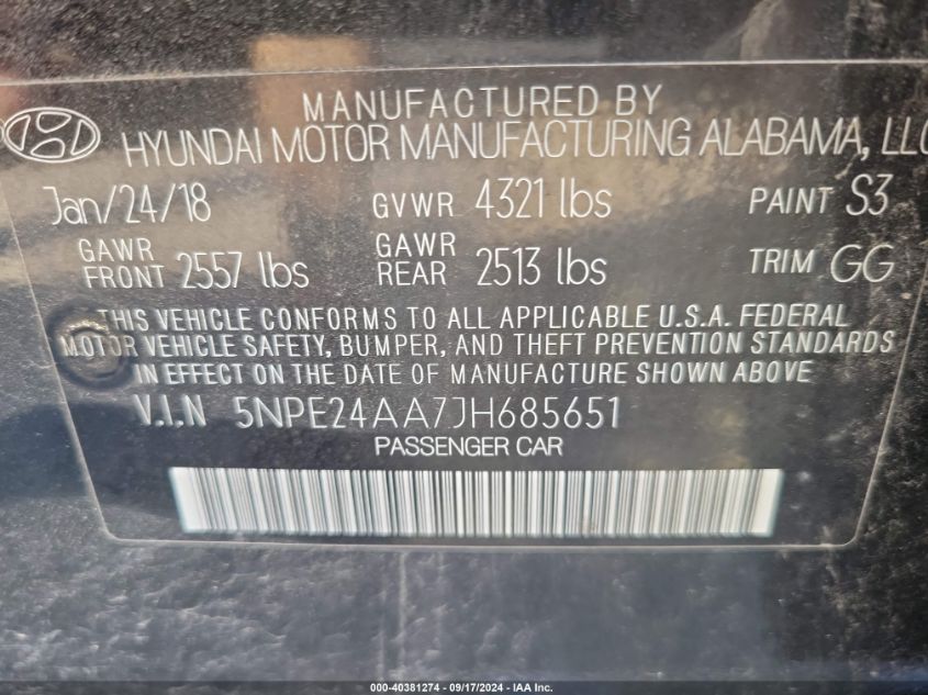 2018 HYUNDAI SONATA ECO - 5NPE24AA7JH685651