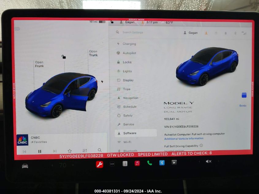 2020 Tesla Model Y Long Range Dual Motor All-Wheel Drive VIN: 5YJYGDEE9LF038228 Lot: 40381331