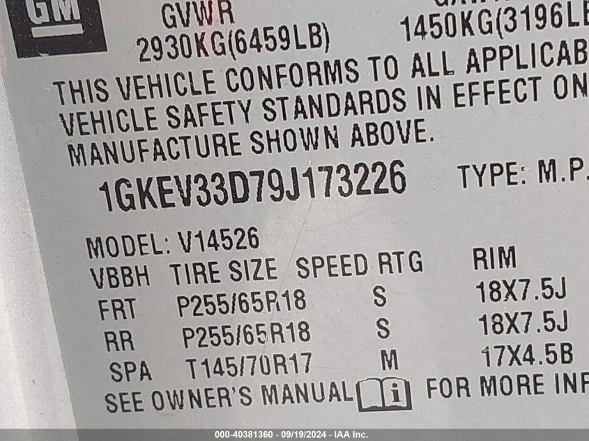 1GKEV33D79J173226 2009 GMC Acadia Slt-2