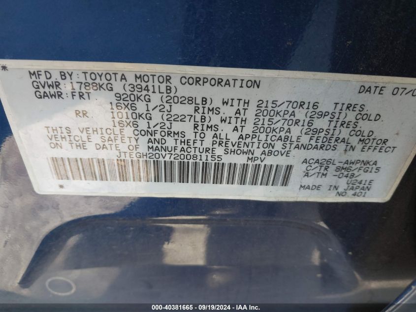 JTEGH20V720081155 2002 Toyota Rav4