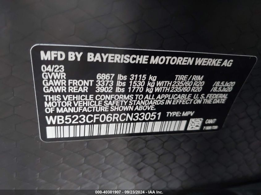 WB523CF06RCN33051 2024 BMW Ix xDrive50