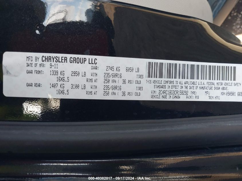 2C4RC1BG3CR158292 2012 Chrysler Town & Country Touring