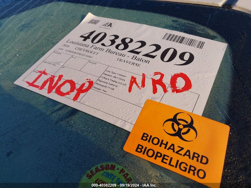 2016 CHEVROLET TRAVERSE LTZ - 1GNKRJKDXGJ134465