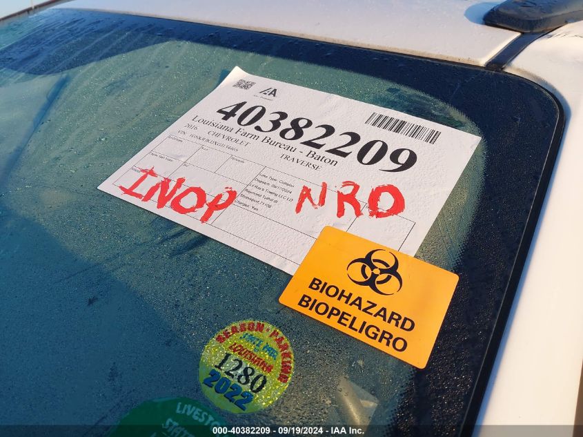 2016 CHEVROLET TRAVERSE LTZ - 1GNKRJKDXGJ134465