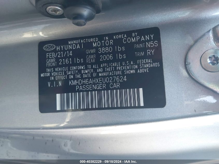 KMHDH6AHXEU027624 2014 Hyundai Elantra Coupe Gs/Se