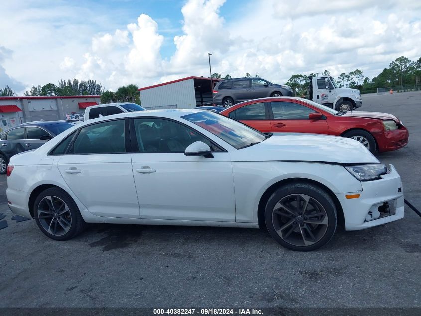 2019 Audi A4 40 Premium/40 Titanium Premium VIN: WAUGMAF41KN015337 Lot: 40382247