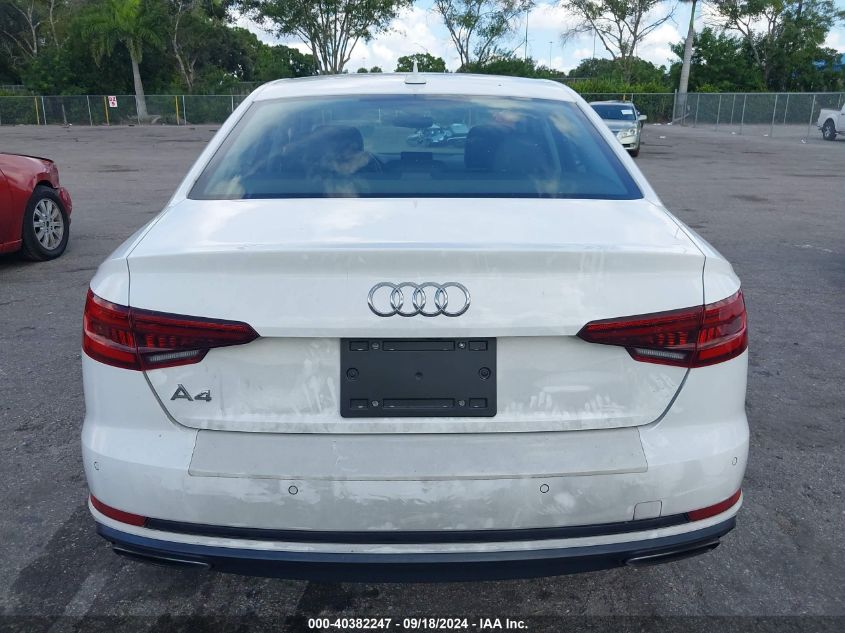 2019 Audi A4 40 Premium/40 Titanium Premium VIN: WAUGMAF41KN015337 Lot: 40382247